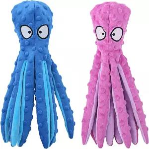 HGB 삐걱거리는 개 장난감 - 문어 노 스터핑 크링클 플러시 대형 바쁜 생활을 유지하고 인터랙티브한