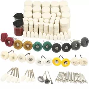 드레멜용 245PCS 연마 버핑 휠 키트 1/8인치 섕크가 장착된 로터리 툴 액세서리 와이어 브러시 울 펠트