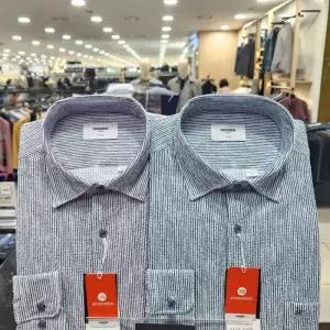 [레노마셔츠]서커 스트라이프 프린트 일반핏 RPSSG1450_DG