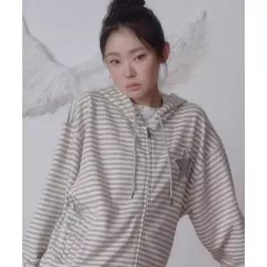 매장정품 PRENDA STRIPE STAR LOGO HOOD ZIP-UP GRAY