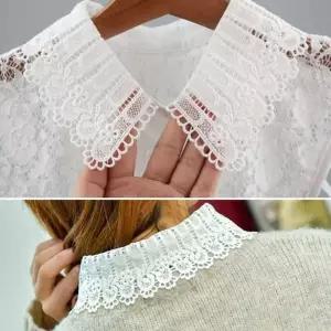 여성 자수 레이스 페이크 카라 레이어드 블라우스 넥케이프