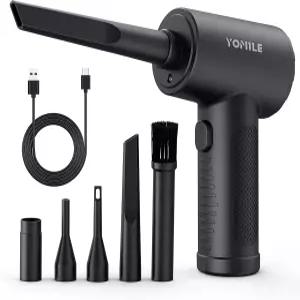 압축 공기 집진기 - 120000RPM 3단 속도 전기 키보드 클리너용 7600mAh 배터리 무선 먼지 송풍기 사무용