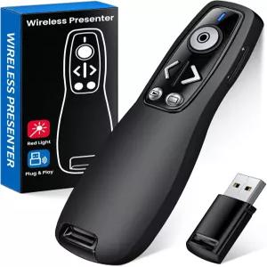 프레젠테이션 클릭기 PowerPoint용 무선 프레젠터 리모컨 하이퍼링크 및 볼륨 조절이 가능한 RF 2.4GHz USB