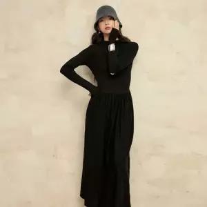 M1 원피스 스커트 니트 롱 울 이너 가을 시크 여성원피스 주름 반폴라 가벼운 슬림 JEN3