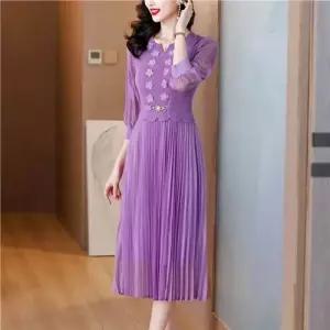 M1 치마 롱 미디 무릎 A라인 여성원피스 슬림 허리조임 프릴 JEN3