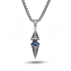 써지컬 블루 큐빅 다이아 펜던트 목걸이