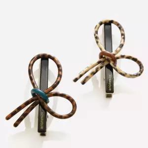 [제이로렌]제이로렌 슬림라인 호피 리본 집게핀 H01335