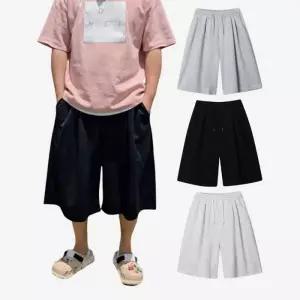 [아이에스이랩]여름  핀턱 와이드 버뮤다 팬츠 7부반바지 I5PT051