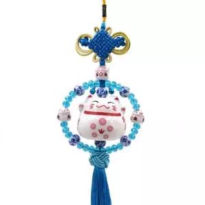 [셀러에이드]은플 자동차 부적 룸미러걸이 복고양이 차걸이 블루