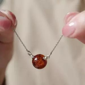 [제이로렌]바이데이지 호박 원석볼 실버 목걸이 Bn0565