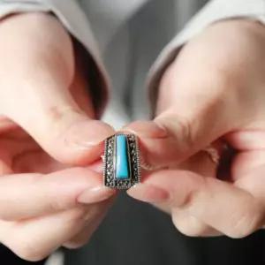 [제이로렌]바이데이지 터키석 볼륨 펜던트 원석 실버 목걸이 Bn0556