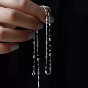 [제이로렌]제이로렌 컷팅 볼 체인 실버 목걸이 N01214