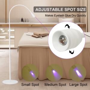 뷰티 살롱용 LED UV 램프 속눈썹 연장 젤 경화 플로어 발 스위치 조절 가능 거치대 각도 스포트라이트 12W
