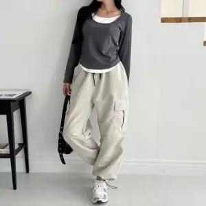 [옷은날개] 5컬러 사계절 심플 레이어드 포인트 U넥 긴팔티셔츠