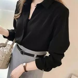 [옷은날개] 블라우스 여성 실크 카라 베이직 긴팔 데이트 출근룩