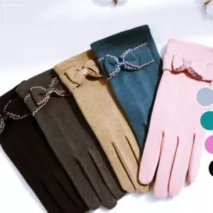 여성 손목 예쁜 리본 겨울철 따뜻한 데일리 벨벳 장갑 터치장갑 겨울장갑 3WB61CFF20