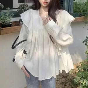 [옷은날개] 프릴 러플 포인트 체형커버 블라우스