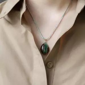 [제이로렌]바이데이지 프레나이트 원석 실크코드 목걸이 Bn0567