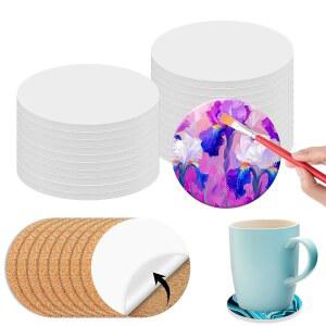 24개의 원형 세라믹 타일 공예품용 4X4인치 매트 유리를 접착식 바르지 코르크