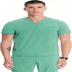 체로키 인피니티 남성 부분 지퍼 브이넥 스크럽 탑 리브 니트 패널 포켓 2개 웰트 PROTX2 패브릭 1개 -