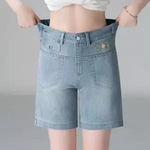 A라인 하이웨스트 소프트 청바지 일자 청반바지 러블리 여성 캐주얼 하계 5부 다올2