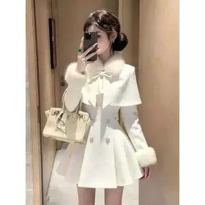 여사친 원피스 모직 투피스 정장세트 코트 미스화이트 러블리 케이프 다올1