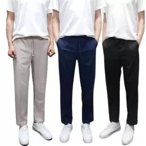 [아이에스이랩]여름 허리밴딩 스판 바지 쿨 슬랙스 팬츠 I2SL017