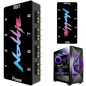 Nollie SignalRGB 8/16 웨이 주소 지정 가능 ARGB 분배기 컴퓨터 PC 케이스 팬용 범용 5V 3PIN 비동기 컨트