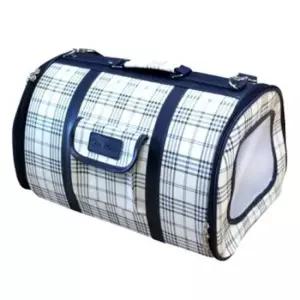 [반려] 체크 네이비 이동 가방 1P 외출 파스텔 강아지 대형