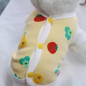 [반려] 강아지 1P 옐로우 조끼 민소매 똑딱이 외출 3XL 채소
