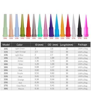 호환 50개 TT 플라스틱 테이퍼 팁 솔더 페이스트 접착제 디스펜싱 니들  다양한 원뿔형 14-30G