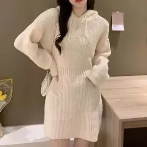 원피스 골지 니트 캐주얼 미니원피스 미니 데일리 후