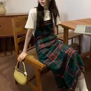뷔스티에 멜빵 봄원피스 체크 가을원피스 봄 원피스