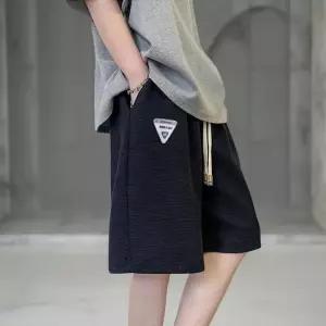 [옷자락]남성 스포츠 라벨 패치 와플 짜임 밴딩 반바지