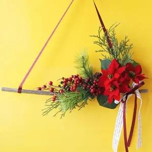 포인세티아 트라이앵글 가렌더 리스 크리스마스꽃