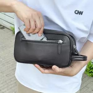 [옷자락]남성용 스포츠 가죽 클러치 블랙 파우치