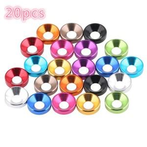 20피스 알루미늄 다채로운 양극 처리 된 카운터 싱크 헤드 볼트 와셔 가스켓 레드/그레이/골든/딥 블루/블