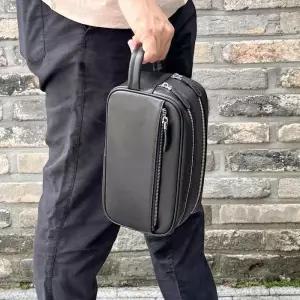 [옷자락]남성용 스포츠 지퍼 사각 블랙 클러치 파우치