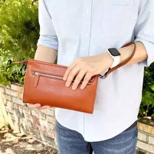 [옷자락]남성용 사각 탄탄가죽 크로스백 지퍼 클러치