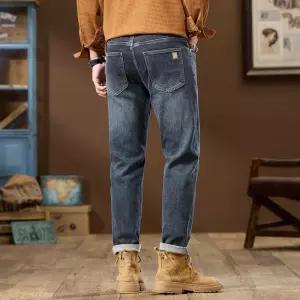 팬츠 캐주얼 가을 편안한 남성패션 스판 배기 일자핏 자수 테이퍼드 청바지 DL3
