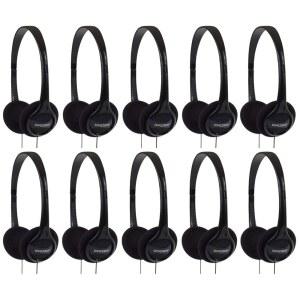 KOSS KPH7 경량 휴대용 온이어 헤드폰 10팩 번들 블랙
