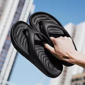 [옷자락]남자 여름 패턴 쿠셔닝 푹신 무지 플립플랍 쪼리