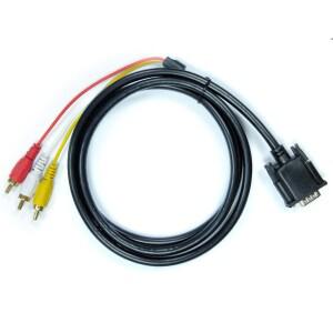 1.5M VGA to 3RCA 케이블 금도금 AV 변환 코드 자석 서클 포함 TV 컴퓨터 PC 태블릿 비디오 오디오 어댑터