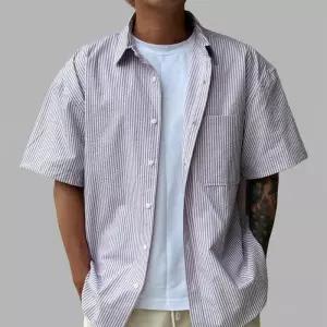 [옷자락]남자 여름 반팔 오버핏남방 커플 포켓 셔츠