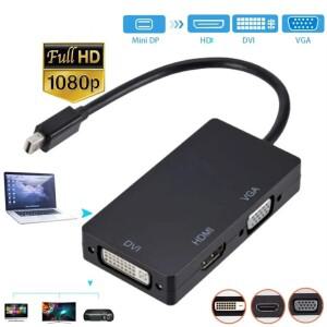 3in 1 Thunderbolt Mini DP-HDMI VGA DVI 변환기 macbook 호환 Pro Air DisplayPort 프로젝터 용 1080P 미