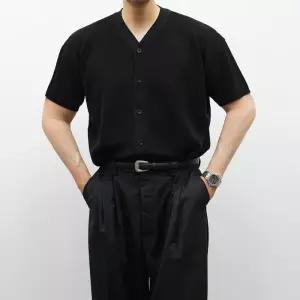 [옷자락]남성 여름 린넨 반팔 브이넥 니트 가디건 보카시 스타일