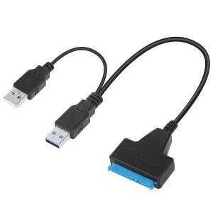 USB 3.0 to SATA III 하드 드라이브 어댑터 케이블  SATA-USB 변환기  2.5 인치 SSD 및 HDD 듀얼 12V/2A DC