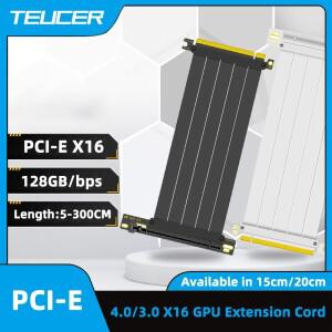 TEUCER PCI-E 4.0 X16 라이저 케이블 그래픽 카드 연장 코드 150mm/200mm 차폐 유연한 90° 장착 GPU