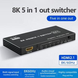 HDMI 2.1 스위치 스플리터 120Hz 5/4/3포트 8K@60Hz 스위처 CEC 48Gbps 리모컨 포함 HDR IR 2K