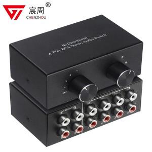 4방향 스테레오 오디오 스위처  2x4 4x2 L/R 사운드 채널  RCA 스플리터 스위치 선택기  DVD 스피커 방식 W